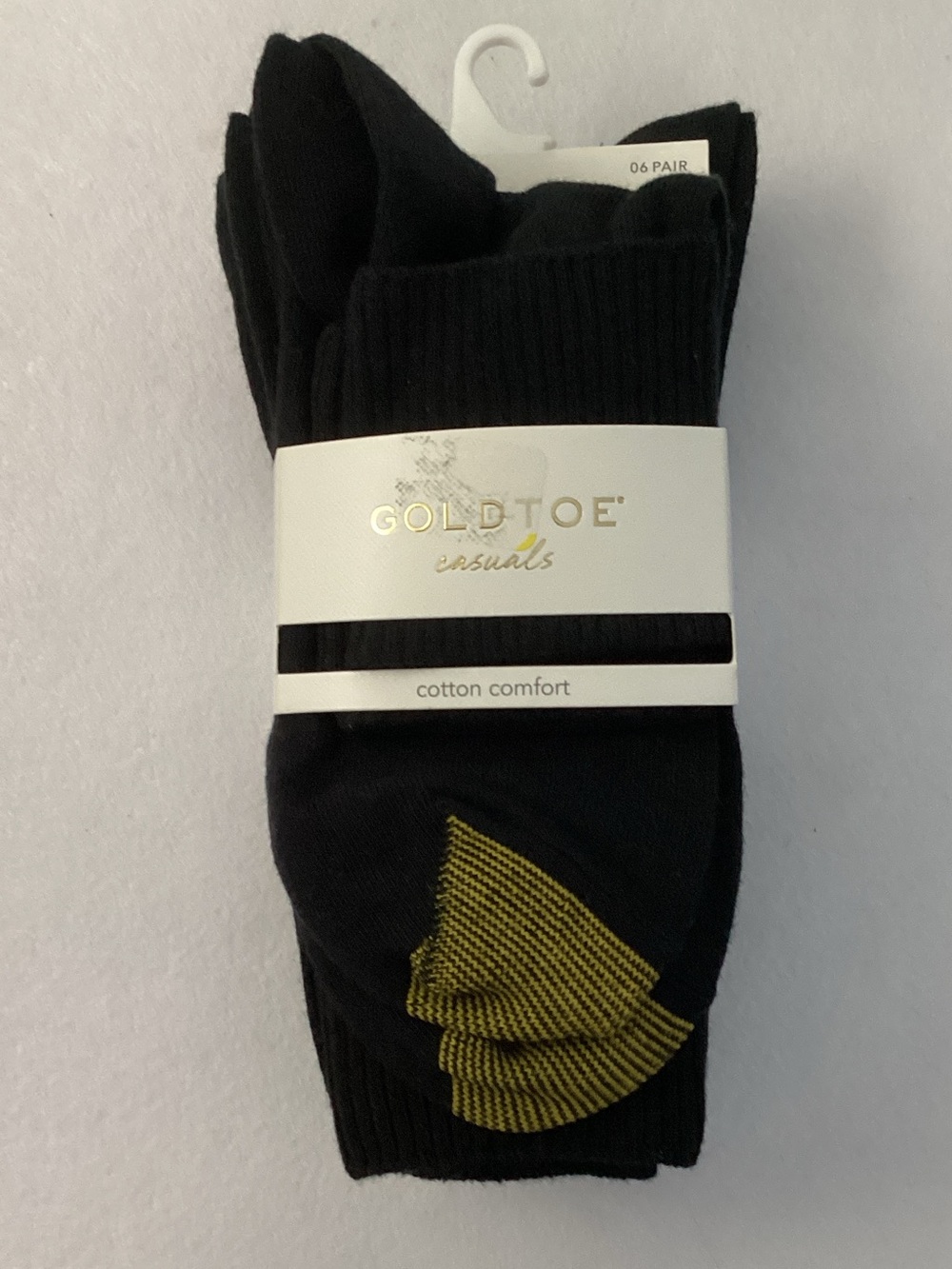 Gold Toe Black Casual Turn Cuff Socks with Gold Accent - 6 Pairs